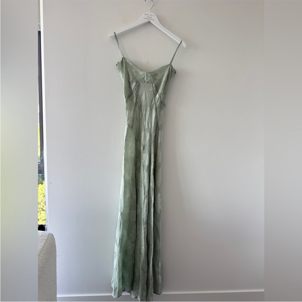 HOUSE OF CB Seren Sheer Lace Up Back Gown in Aqua XS - Picture 2 of 3